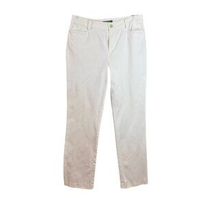 Ralph Lauren White Straight Leg Pants Size 6 | Classic Cotton Stretch Trousers
